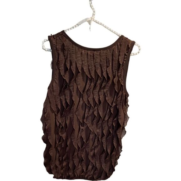 Jason Maxwell Brown Ruffle Tank Top Large - Picture 2 of 7